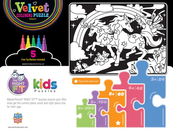 Velvet Coloring - Unicorn 60 Piece Kids Puzzle