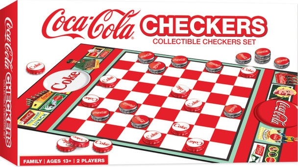 Masterpieces Family Game - Coca-Cola Checkers - Officially Licensed Board Game For Kids & Adults