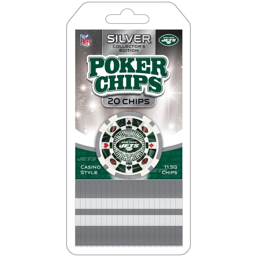 New York Jets 20 Piece Poker Chips - Silver Collector's Edition