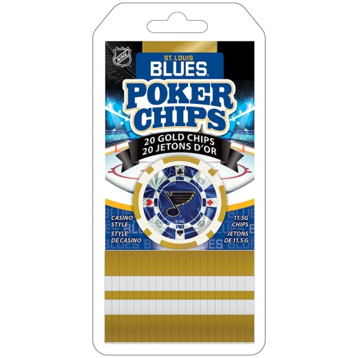 St. Louis Blues 20 Piece Poker Chips - Masterpieces Silver Collector's Edition