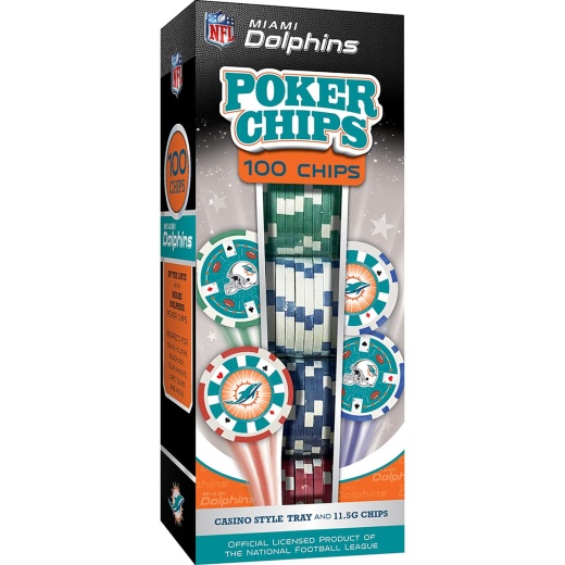 Miami Dolphins 100 Piece Poker Chips