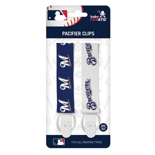 Milwaukee Brewers Pacifier Clip 2-Pack - Officially Licensed MLB Product