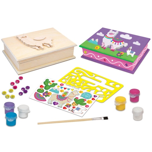 Masterpieces Llama Keepsake Box Wood Craft & Paint Kit