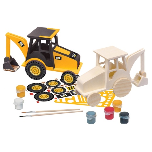 Caterpillar Backhoe Wood Craft & Paint Kit