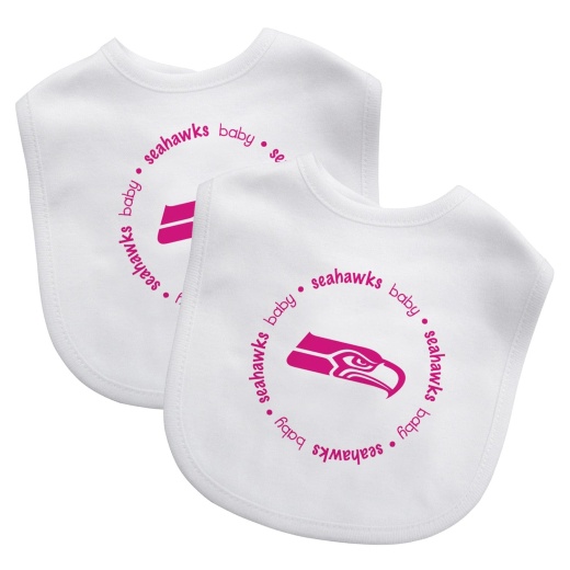 Seattle Seahawks Baby Bibs 2-Pack - Pink Logo