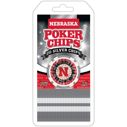 Nebraska Cornhuskers 20 Piece Poker Chips - Silver Collector's Edition