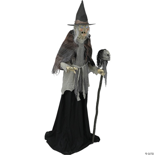 6' Lunging Witch With Digital Eyes Animated Prop