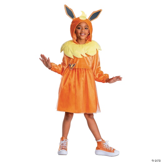 Kids PokéMon™ Flareon Hooded Dress Costume - Large 10-12