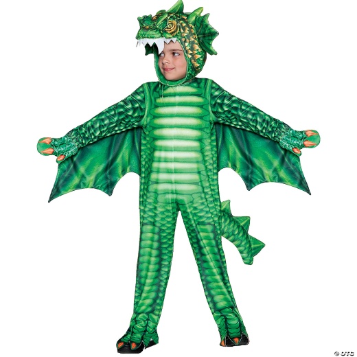 Toddler Green Dragon Printed Costume