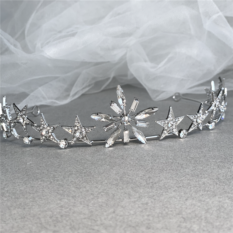 Celestial Wedding Bridal Tiara Headpiece With Austrian Crystal And