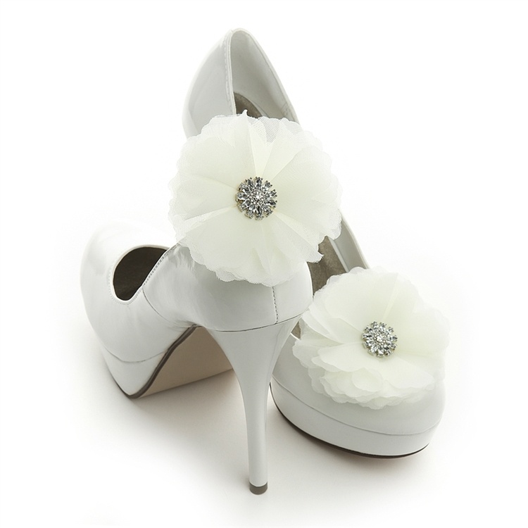 Ivory Tulle And Crystal Bridal Shoe Clip