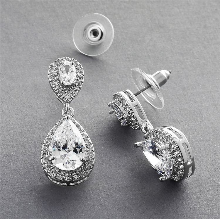 Lustrous Cubic Zirconia Teardrop Wedding Earrings
