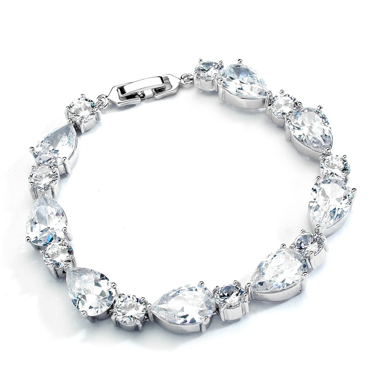 Cz Pears And Rounds Bridal Or Bridesmaids Bracelet