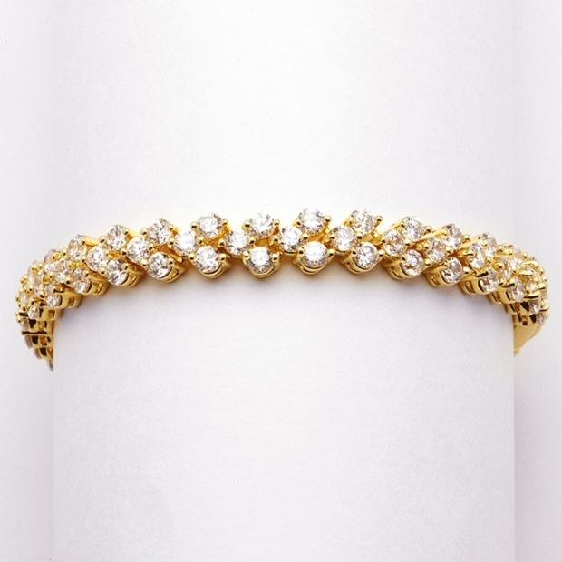 Elegant Gold Cubic Zirconia Wedding Or Prom Tennis Bracelet