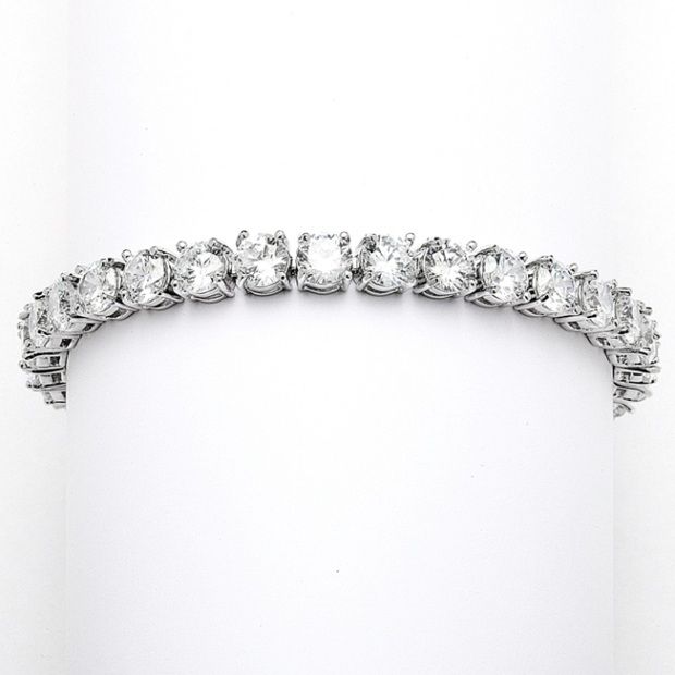 Glamorous Silver Rhodium Bridal Or Prom Tennis Bracelet In 6" Petite Size