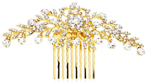 Popular Crystal Wedding Or Prom Comb With Shimmering Gold Leaves