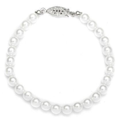 Single Strand 6Mm Pearl Wedding Bracelet