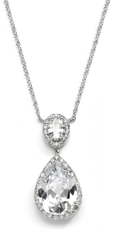 Couture Cubic Zirconia Pear-Shaped Bridal Necklace