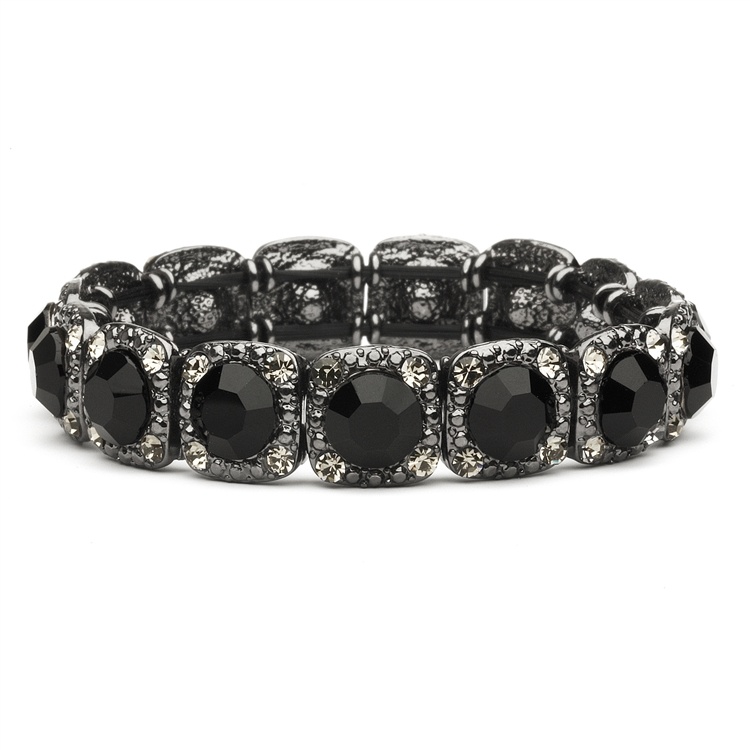 Bridesmaid Or Prom Stretch Bracelet With Jet Black Crystals