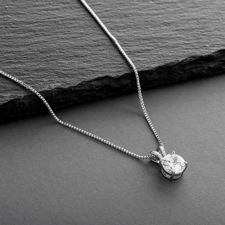 Delicate Cz Round-Cut Necklace With Double Loop Top