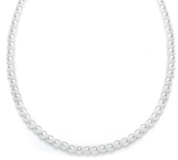Single Strand 6Mm Pearl Wedding Necklace