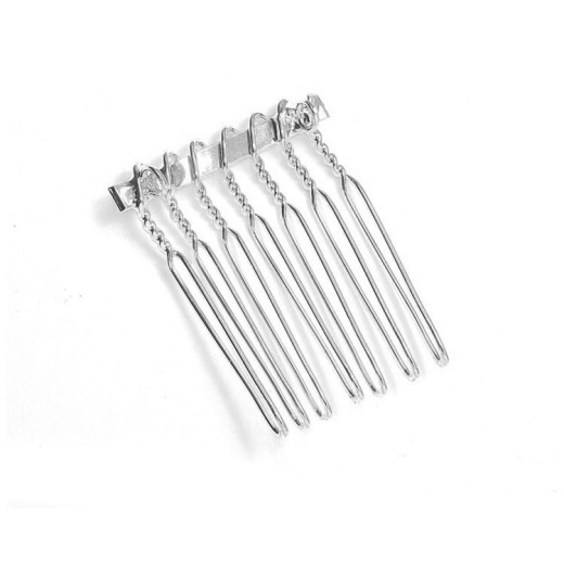 Silver Comb Adapter with Loops for Brooches or Veils - 1 1/8" Wide