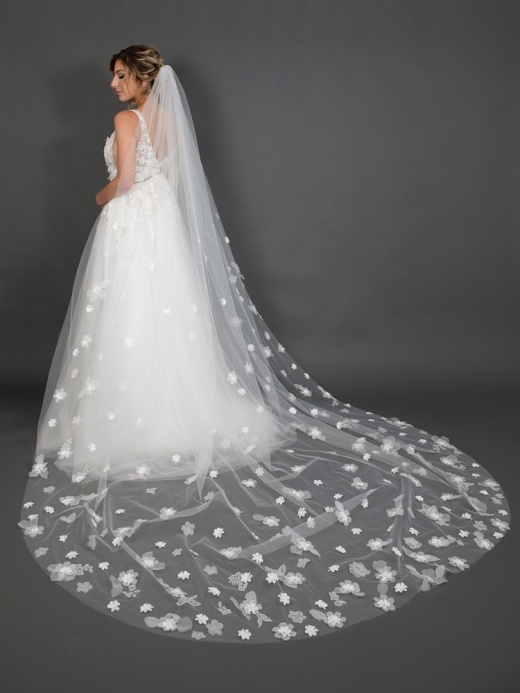 Ivory/White, Tulle Cathedral Length Bridal Veil 108 - NK Bride