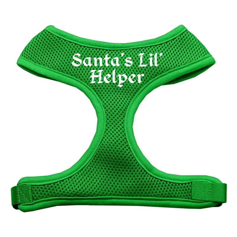 Santa's Lil Helper Screen Print Soft Mesh Pet Harness Emerald Green Extra Large