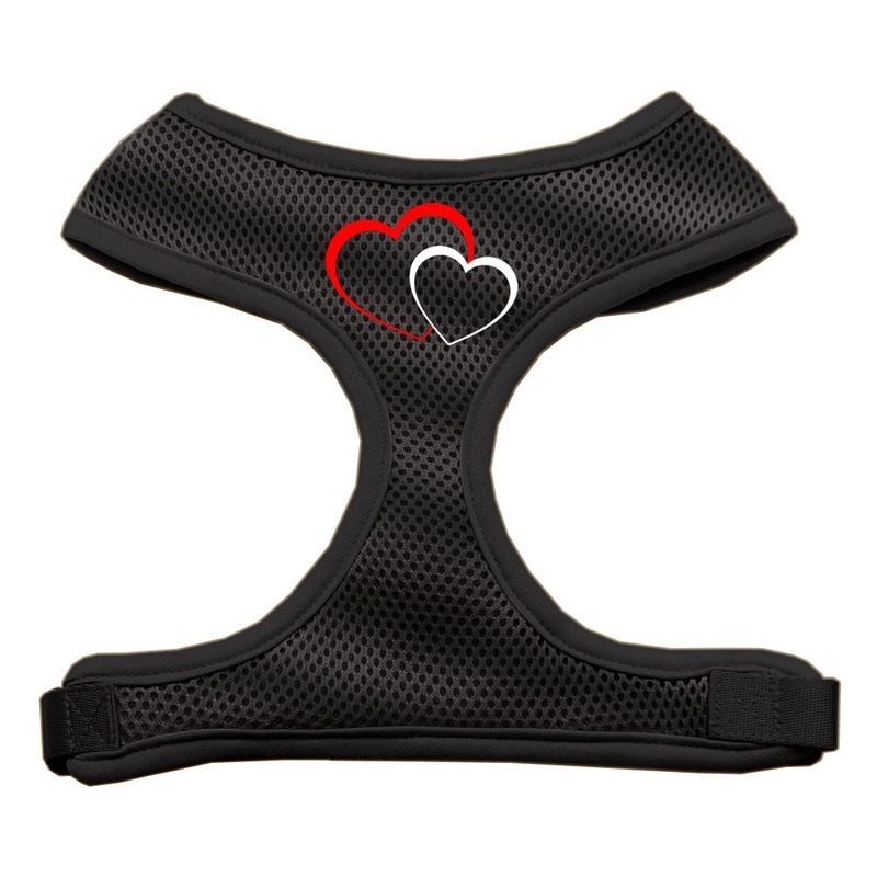 Double Heart Design Soft Mesh Pet Harness Black Extra Large
