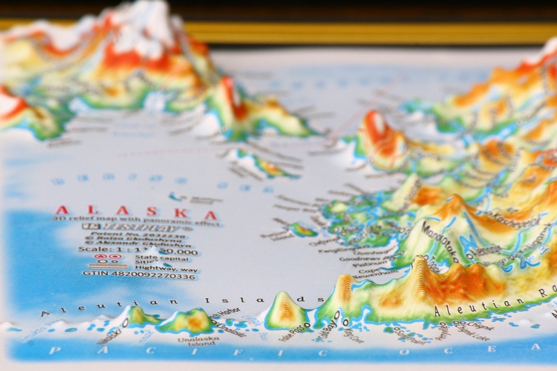 Alaska Raised Relief Map, Gift Size (12" X 9")