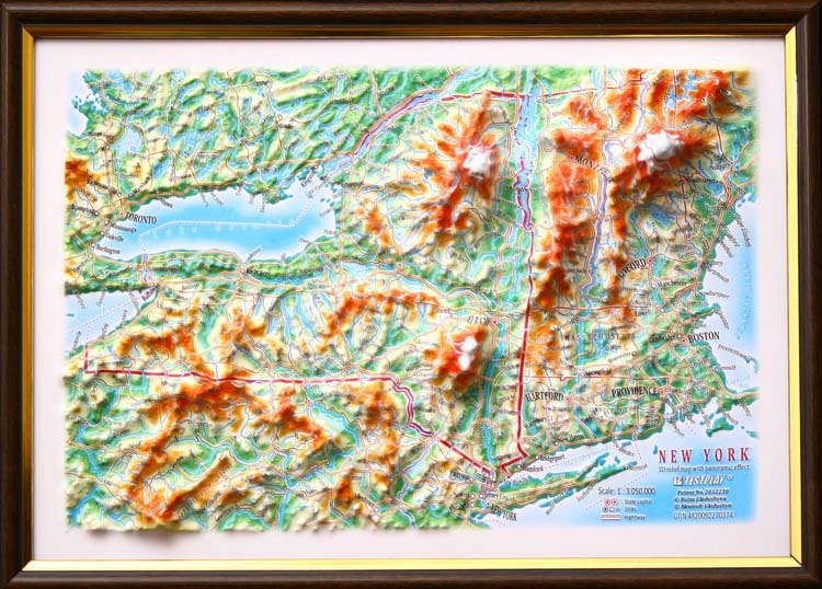 New York State Raised Relief Map, Gift Size (12" X 9")
