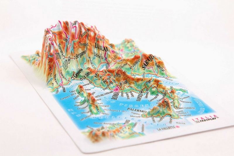 Italy Raised Relief Map, Souvenir Size