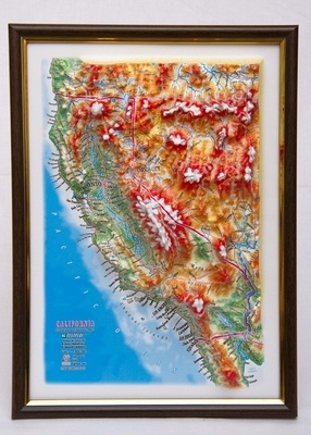 California Raised Relief Map, Gift Size (9" X 12")