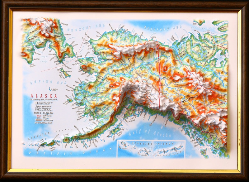 Alaska Raised Relief Map, Gift Size (12" X 9")