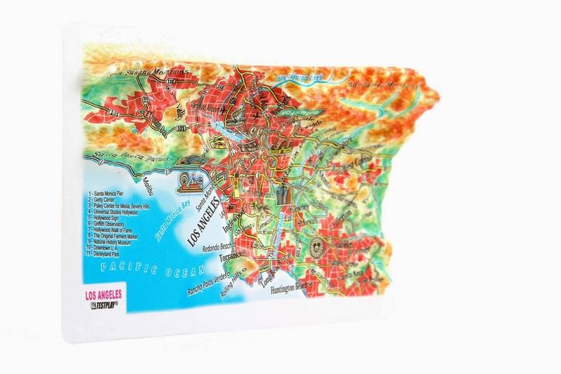 Los Angeles Raised Relief Map, Souvenir Size