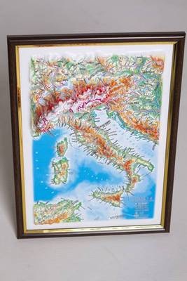 Italy Raised Relief Map, Gift Size (9" X 12")
