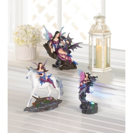 Light Up Fairy And Dragon Figurine - Dragon Crest