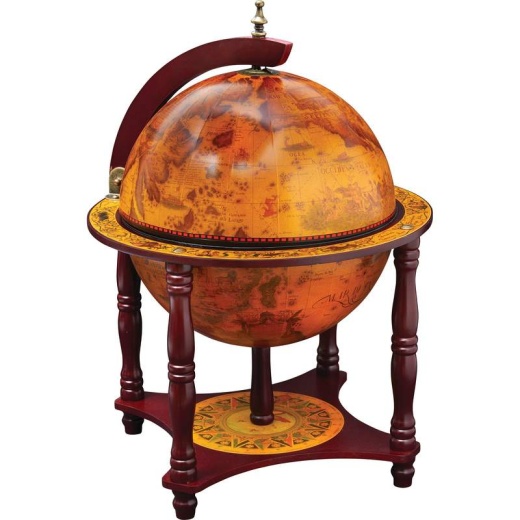 Kassel 13" Diameter Globe with 57 PC Chess and Checkers Set