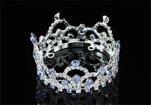 Flower Girl / Baby Crystal Full Circle Round Blue Mini Crown Tiara