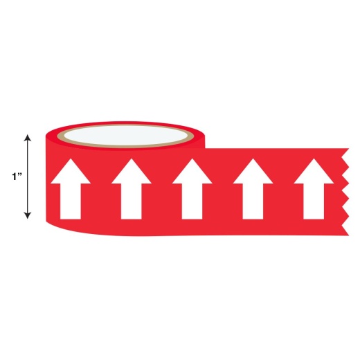Directional Flow Banding Arrow Tape, White On Red
