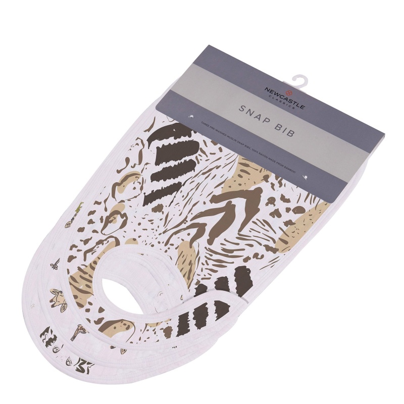 On The Savannah Bamboo Muslin Snap Bibs 3Pk