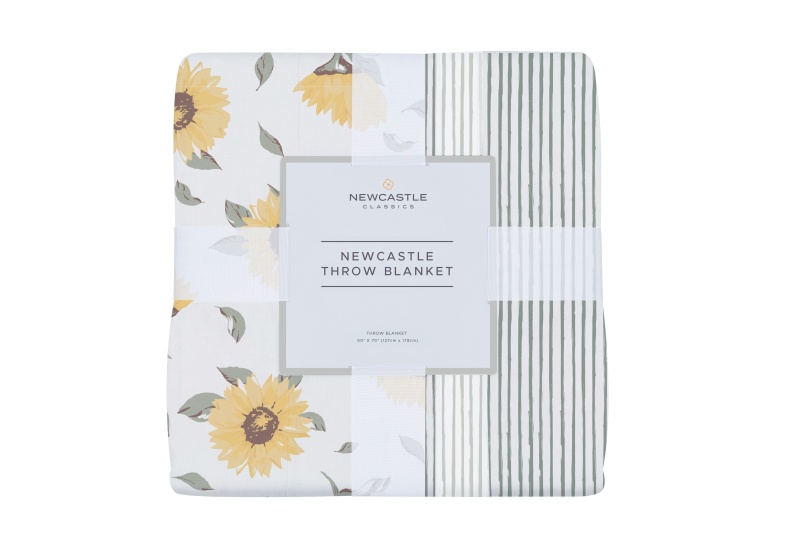 Sunflower Farm And Sage Green Stripe Newcastle Throw Blanket