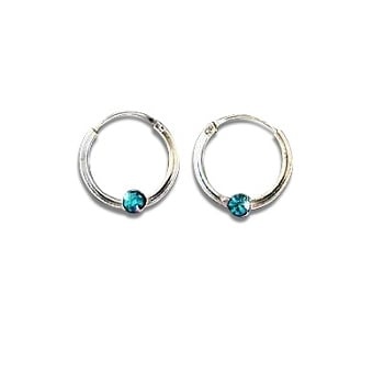 Sterling Silver Color Cz Cubic Zirconia Small Hoop Earrings