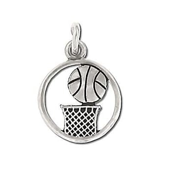 Sterling Silver Basketball & Hoop Pendant