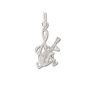 Sterling Silver Musical Note Playing Guitar Charm Pendant