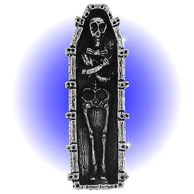 New Pewter Skeleton In Coffin - Lead Free Figurine