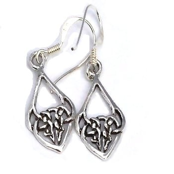 Sterling Silver Elongated Celtic Knotted Drop Dangle Earrings