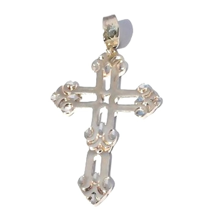 Sterling Silver 925 Diamond Cut Larger Gothic Cross
