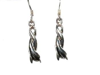 Sterling Silver Twisted Dolphin Dangle Earrings