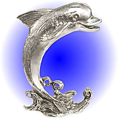 Large Wave Dolphin Pewter Figurine - Lead Free